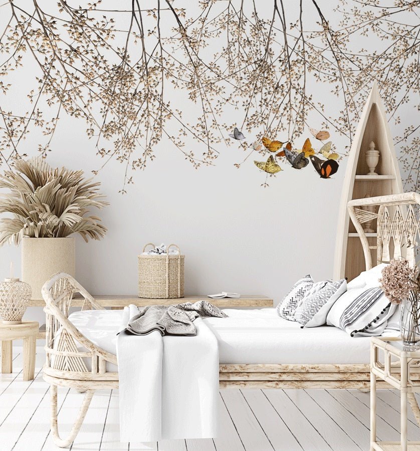 Papier peint salon branchage & papillon - Muralconceptpapier_peint_sur_mesure