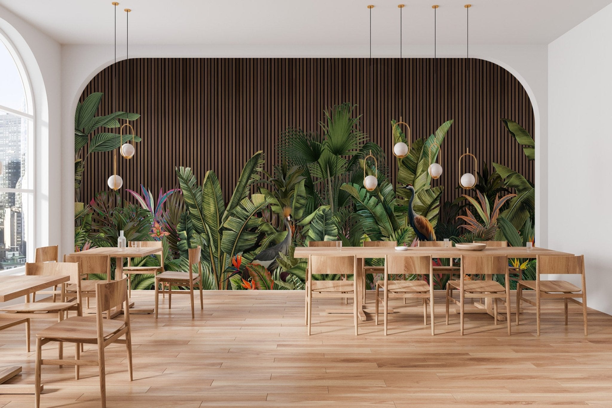 Papier peint panoramique tasseau végétal, mural concept, tendance