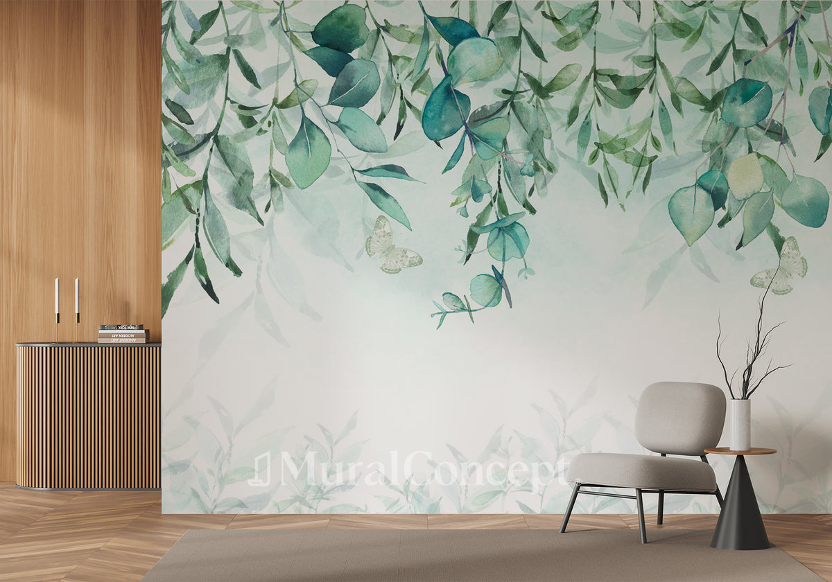 Eucalyptus plant headboard wallpaper