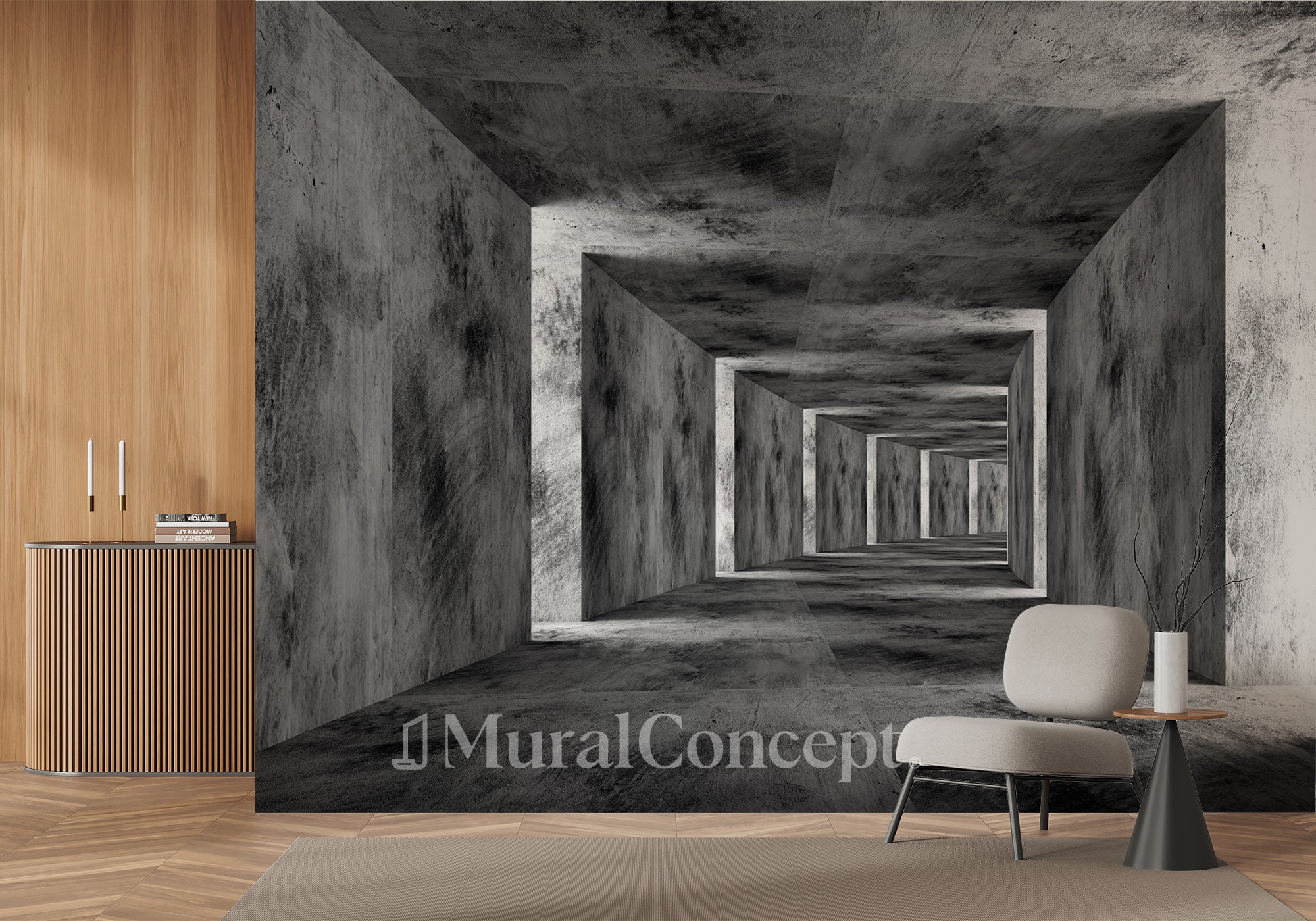 Papier peint trompe l'oeil 3D industriel - panoramique français