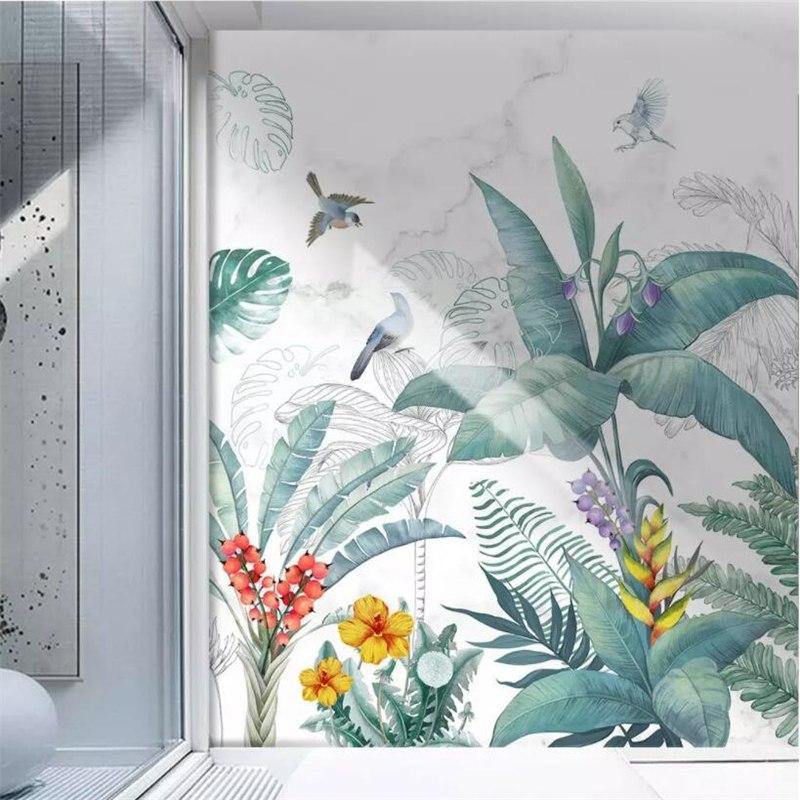 Papier peint Végétal & Bird - papier peint sur mesure francais - muralconcept