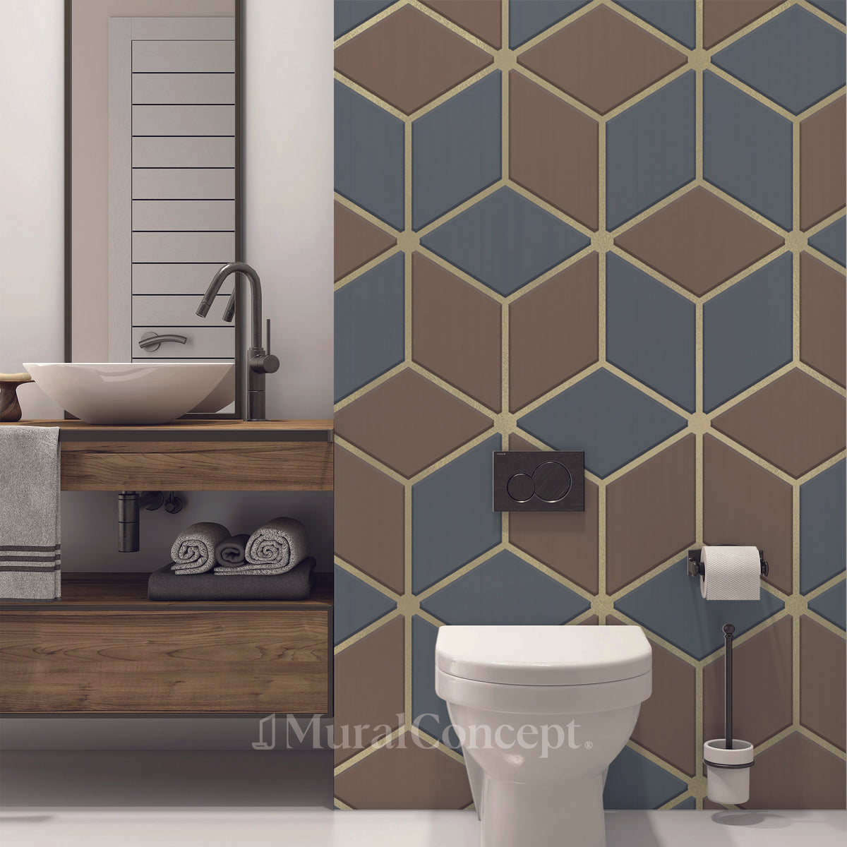 Geometric Abstract Gold toilet wallpaper