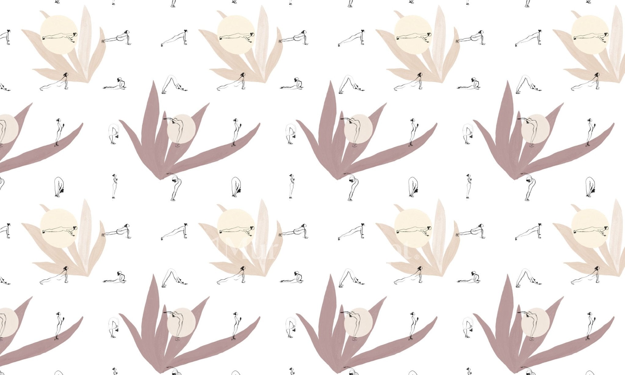 Papier peint salle de bain yoga lotus - panoramique français