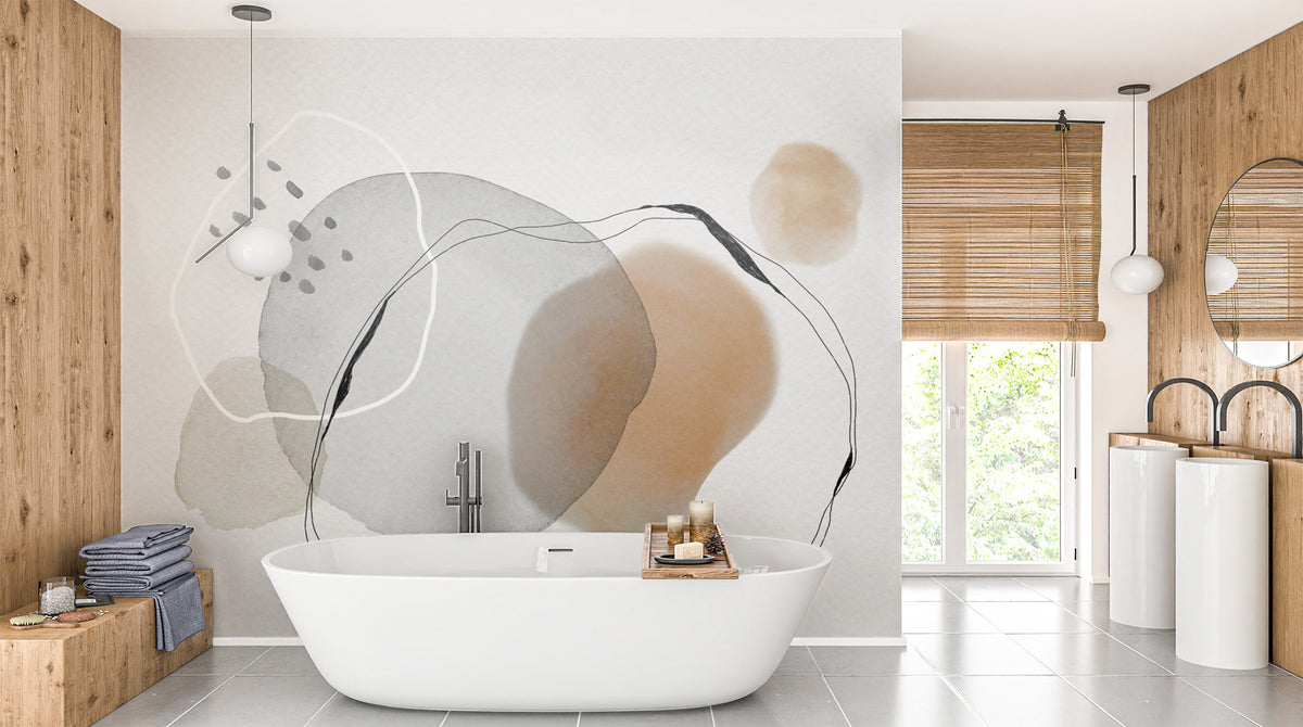 Papier peint salle de bain cercle