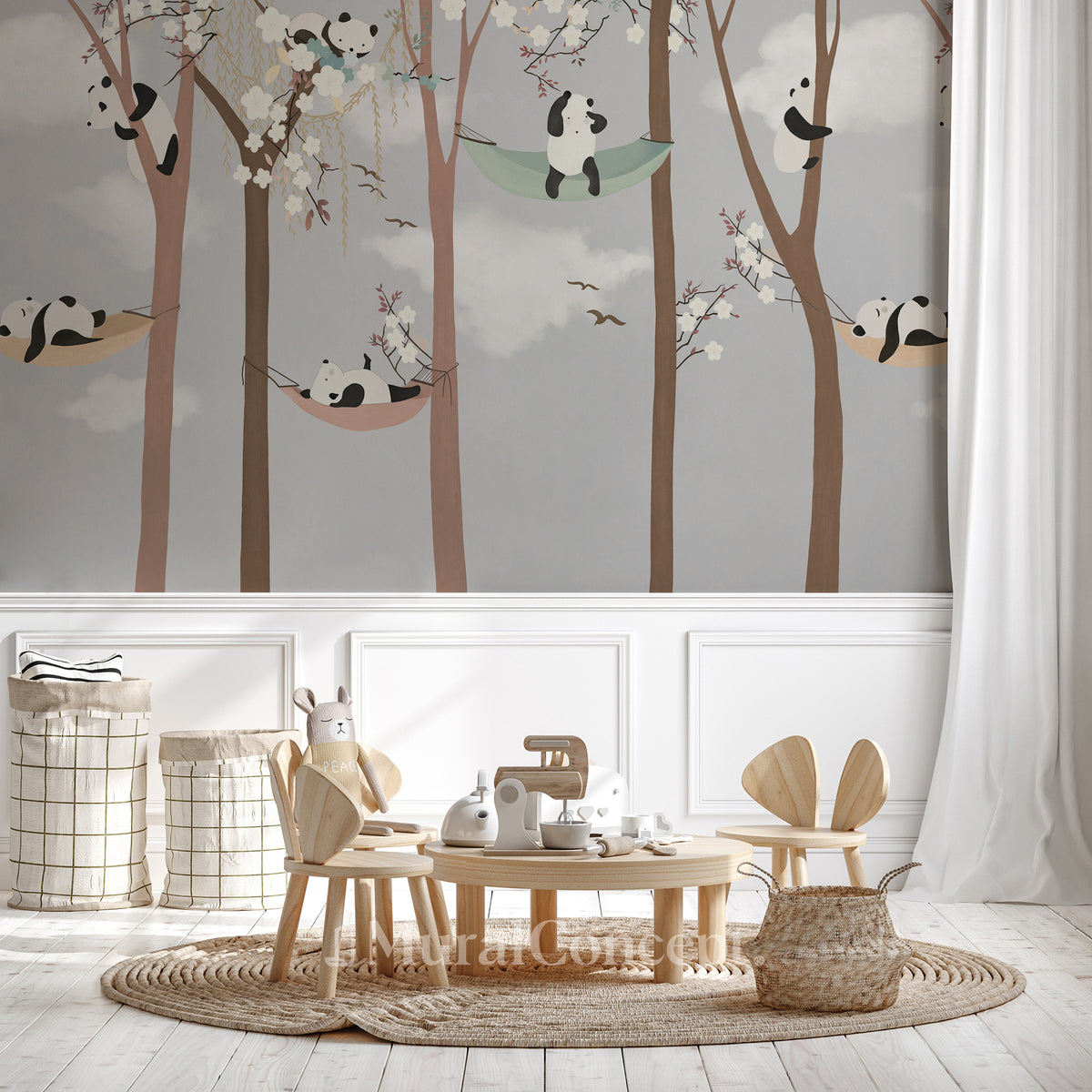 Panda children's room wallpaper